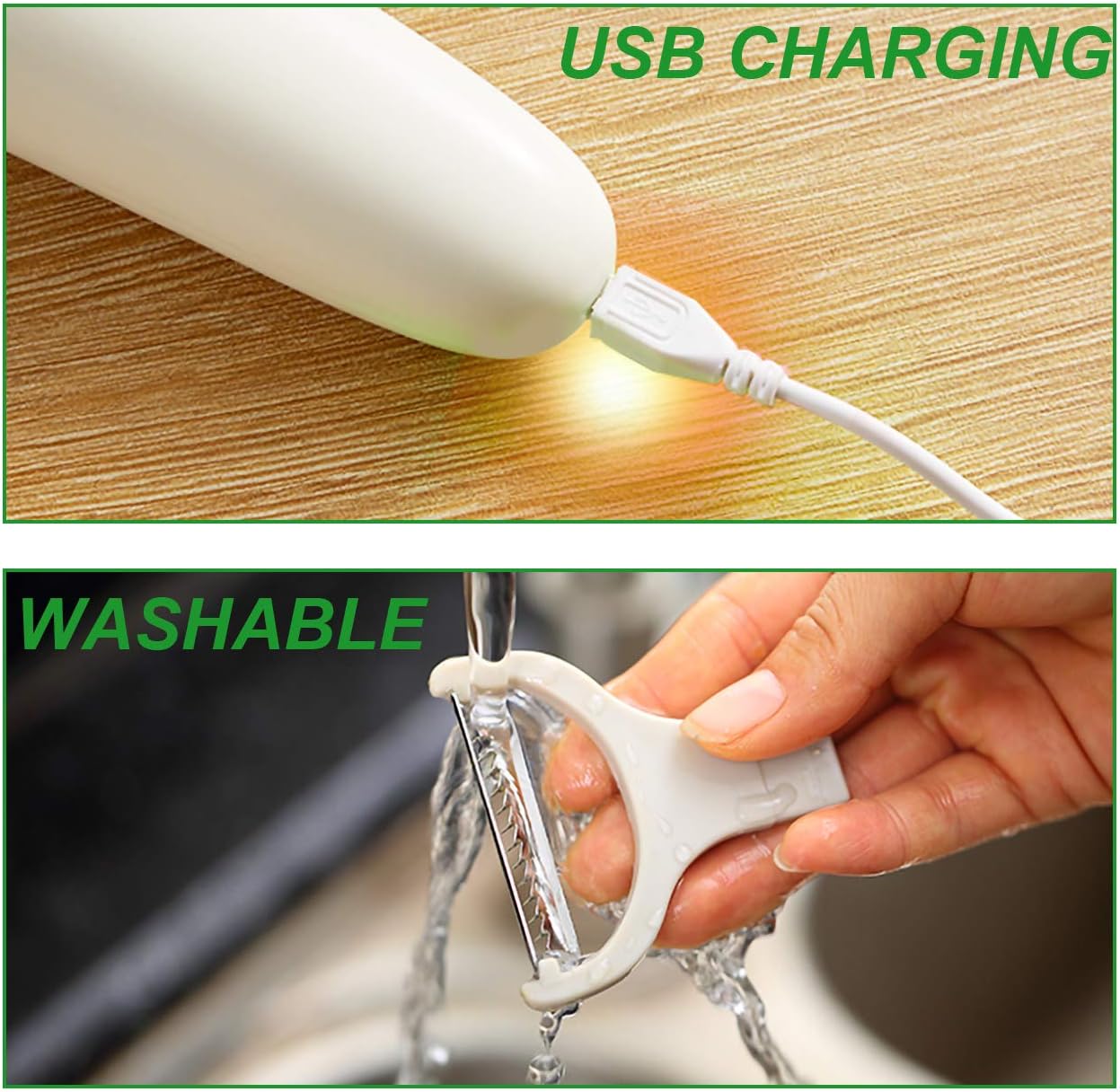 Electric Potato Peeler, Handheld 3-in-1 Pro Set, USB Rechargeable Kitchen Gadgets for Apples, Potatoes, Carrots