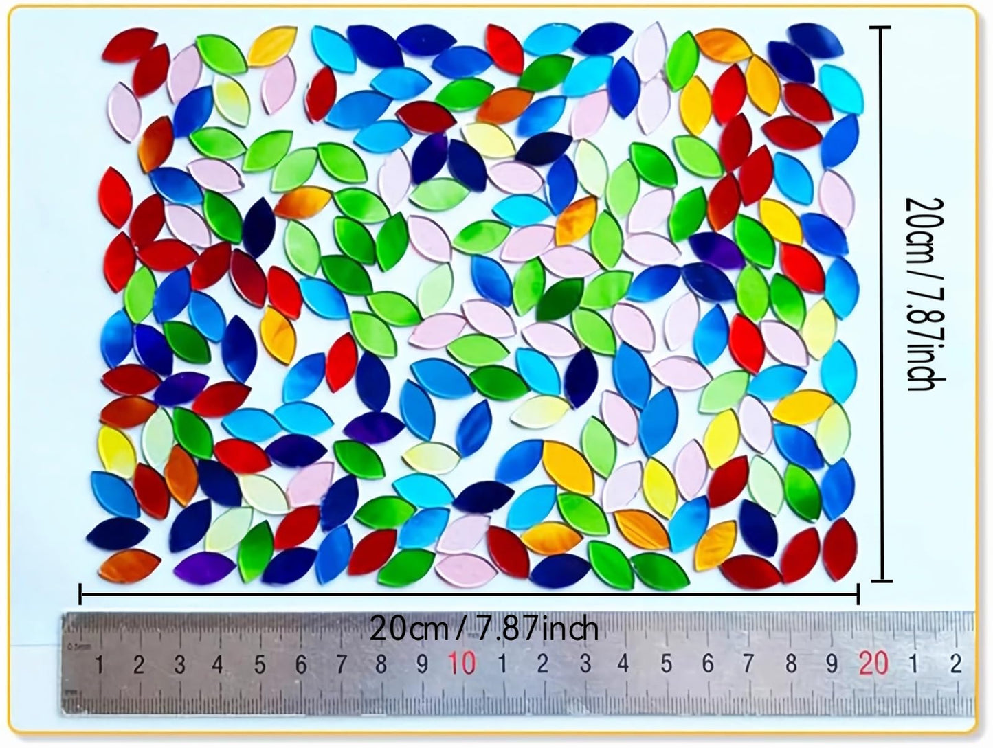 HJRTIUOH 100g Petal Mosaic Tiles, High Transparency Stained Glass Mosaic Tiles, DIY Handmade Lampshade Artwork and Stained Glass Projects, Approx. 360 Pieces,Reddish