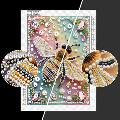 DPDAKIT Bee Pearl Diamond Painting Kits for Adults, 5D Pearl Diamond Art Kits for Adults Beginner, DIY Diamond Dots Gem Art Craft for Home Decor 12x16 inch