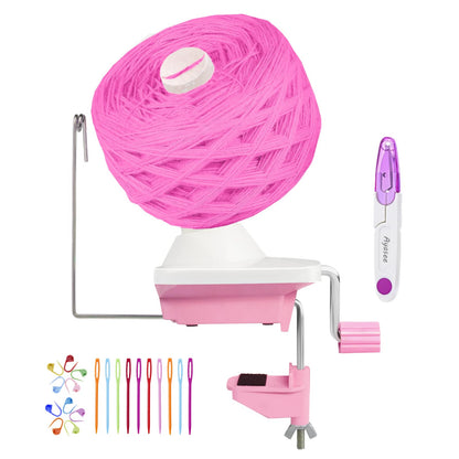 Ayasee Yarn Winder, Yarn Ball Winder, Easy Install and Efficiently for Crocheting Hand Operated Spinner for Knitting Lovers (Pink)