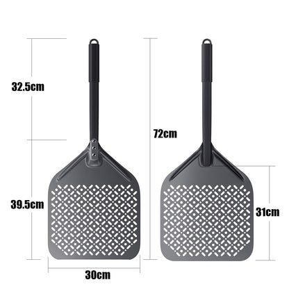 NUTUNI 12 Inch + 9 Inch Pizza Peel Set, Perforated Pizza Turning Peel, 12" x 14" Professional Aluminum Pizza Paddle for Homemade Pizza, Pizza Oven Accessories
