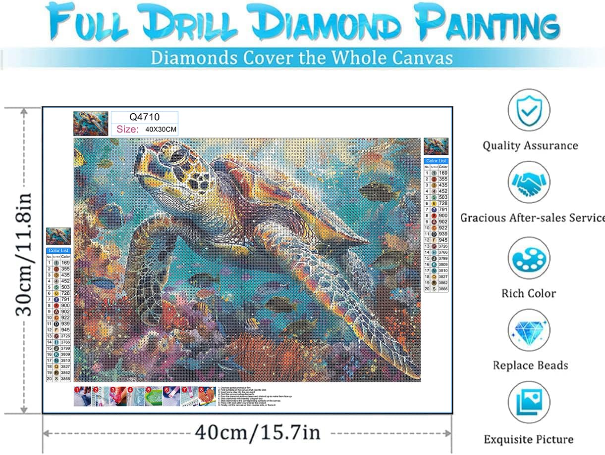DOTSOPS Diamond Painting Kits Art Adults Painting Kit Crafts DIY 5D Diamond Art Packs Kits Full for Adults Beginner Home Wall Decoration Gift 11.8x15.7 Inches (4 Pack Marine Animal)