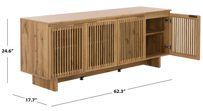 SAFAVIEH Quaid TV Stand for up to 65" Flatscreen, Oak Finish, 4 Doors, Entertainment Media Console (MED3103C)