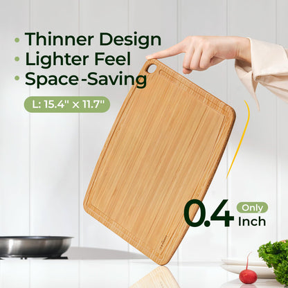 Dishwasher Safe Bamboo Cutting Boards Durable Lightweight Wood Cutting Board for Busy Kitchen, Easy Clean Wooden Chopping Boards with Juice Groove Set of 3 (L+M+S)