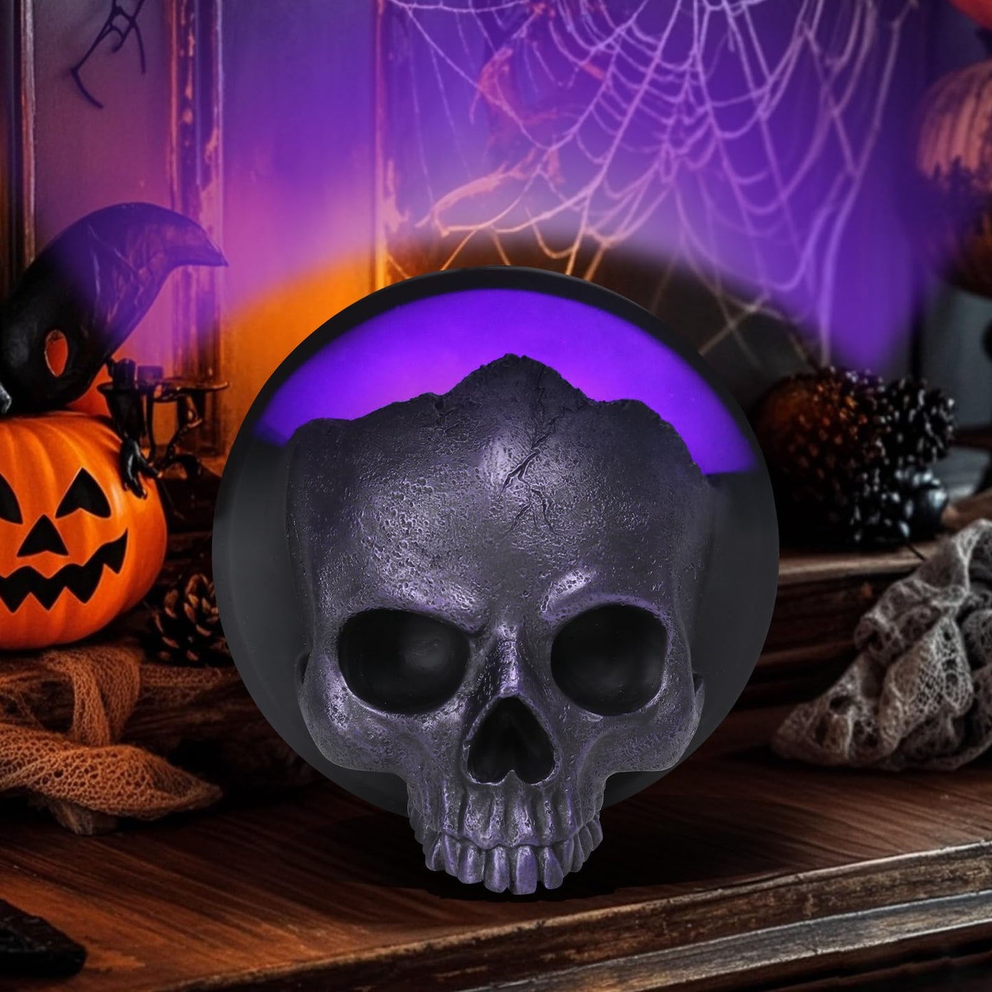Ovewios Halloween Skull Decorations, Gothic Skeleton Head Hanging Wall Decor, Resin Creepy Skull Led Lights for Indoor Halloween Party Home Decorations