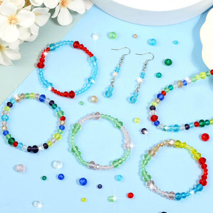 cridoz 2000 Pcs Briolette Crystal Glass Beads for Jewelry Making, Rondelle Crystal Beads for Crafts and Suncatchers, 10 Coloers, 3 Sizes(4mm, 6mm, 8 mm)