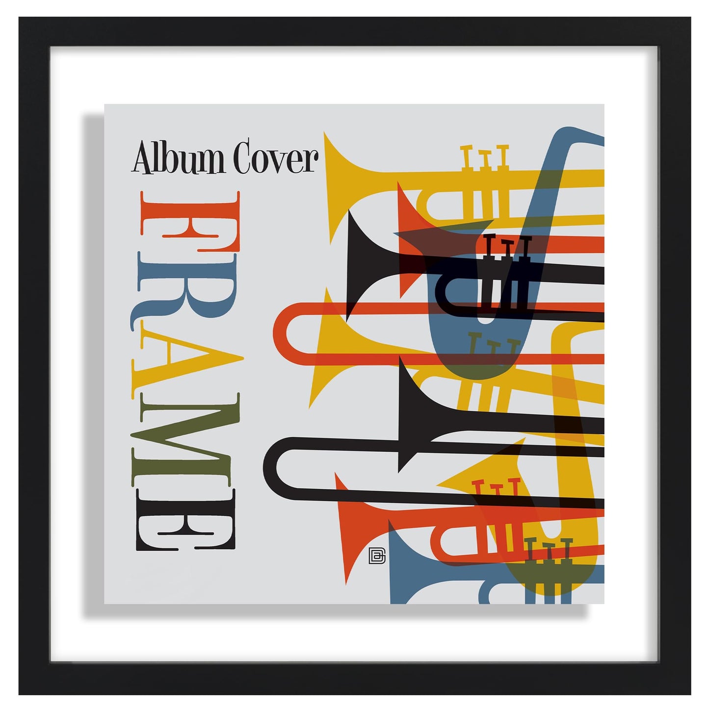 Americanflat 16.5x16.5 Album Cover Frame with Shatter-Resistant Glass - Signature Float Collection - Square Frame Made of Engineered Wood - Floating Frames for Wall Display - Black