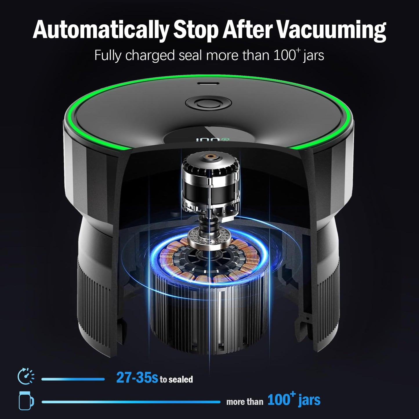 2025 Upgraded Mason Jar Vacuum Sealer, Electric Vacuum Sealer for Regular Mouth and Wide Mouth Canning Jars, Fully Automated and Portable