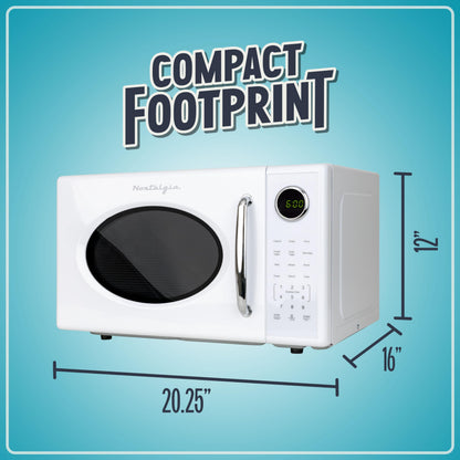 Nostalgia Retro Microwave Oven - 0.7 Cu Ft, 700-Watt Countertop Size with Glass Turntable, Child Safety Lock, 8 Auto-Cook Programs, Digital Clock - Aqua