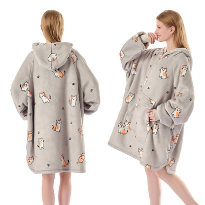 Krifey Wearable Blanket Hoodie, Oversized Sherpa Hooded Blanket for Adults