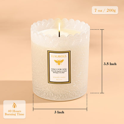 Tuberose Scented Candle, Candles for Home Scented, Luxury Jar Candles for Women, Candles Gifts for Women, Natural Soy Wax Candle, 7 oz 40 Hours