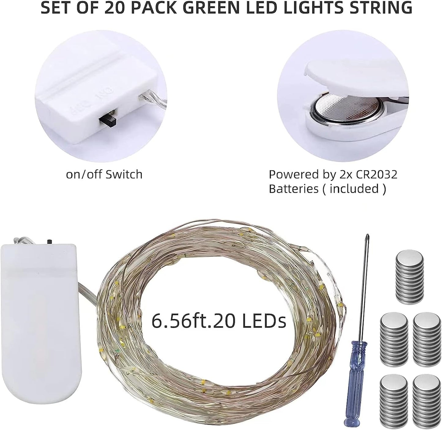 Skiennix 20 Pack Warm White Fairy Lights - 7ft Copper Wire LED String Lights for Weddings, Parties & Decor