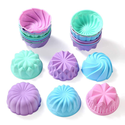 To encounter Silicone Cupcake Baking Cups, Food Grade Non-Stick Muffin Liners, Reusable 3 Inch Silicone Molds, 6 Shapes Pack of 24