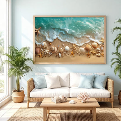 Beach Diamond Art Kits for Adults - 5D Seaside Shell Large Diamond Painting Kits for Adults,DIY Full Drill Crystal Rhinestone Gem Art Painting with Diamonds Home Wall Decor 23.6 X 15.7inch