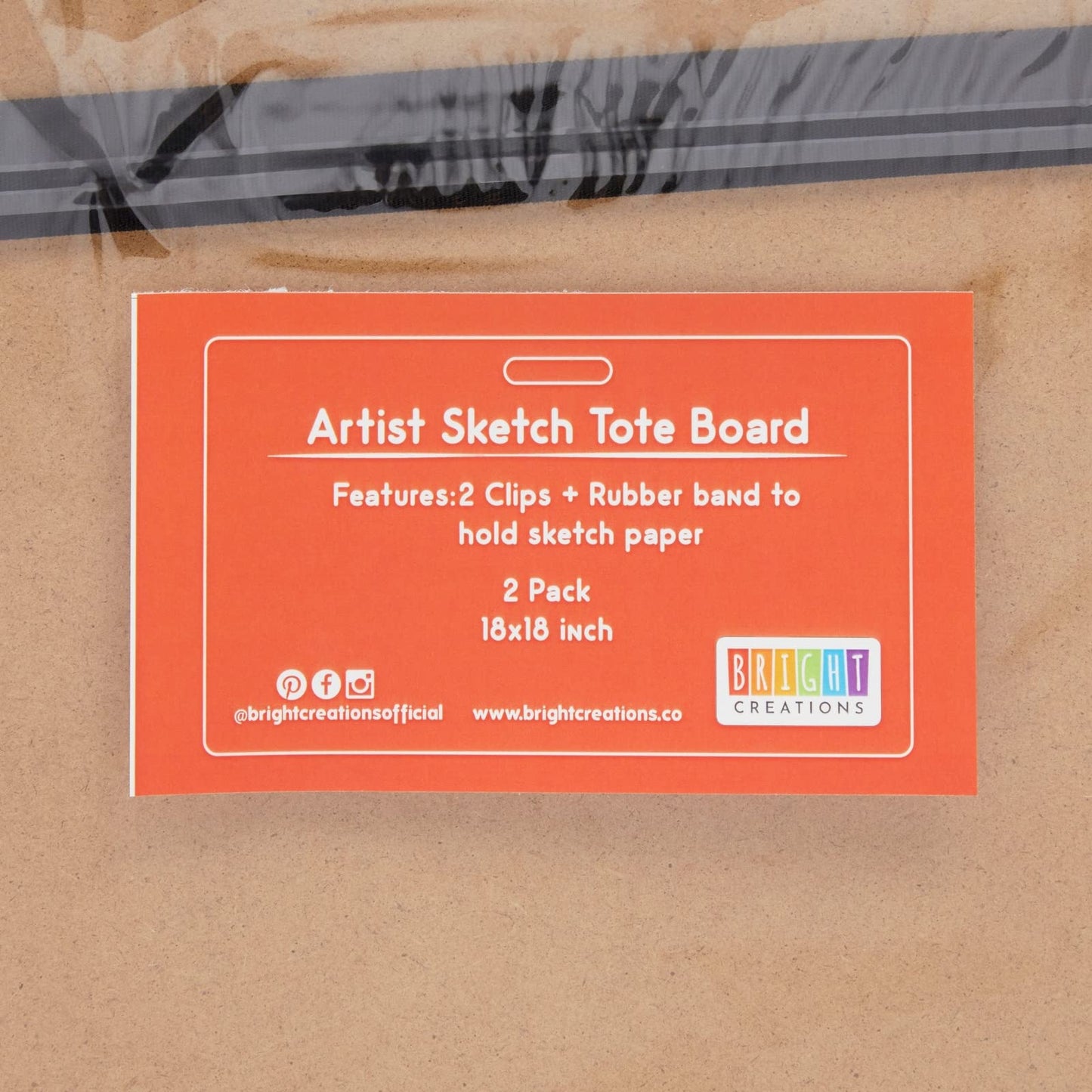 Bright Creations Artist Clipboard Pack - 18 x 18 in Brown MDF, 2 Pack - Portable Drawing & Field Sketch Board with Handle - Rubber Band & Iron Clips