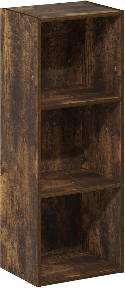 3-Tier 9 12 32, Furinno PASIR Book Shelf, Bookshelf, Bookcase with Open Shelves, x x for Living Room, Bedroom, Home