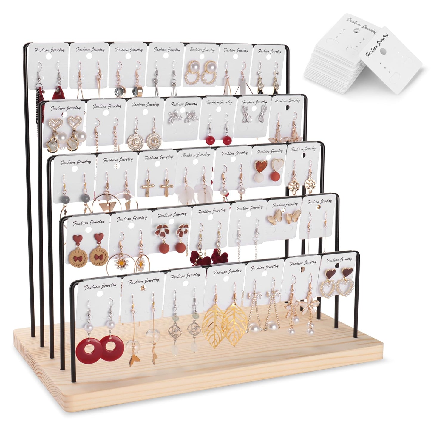 shidaishiye Earring Display Stand for Selling, Earring Rack Display Holder with 40 Earring Cards, 5 Tiers Jewelry Display for Vendors