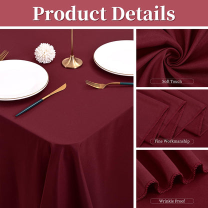 8 Pack Rectangle Tablecloth 90 x 156 inch Burgundy Polyester Table Cloth for 8 Feet Tables,Washable Fabric Stain and Wrinkle Resistant Table Cover Table Clothes for Wedding Parties Banquet Kitchen