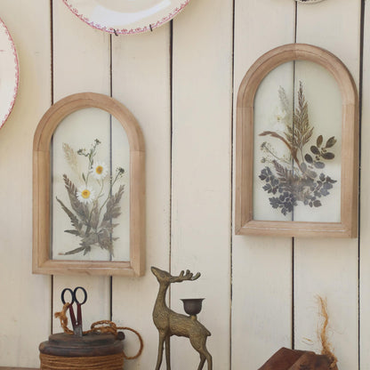 Z&Z ornamentorum Glass Pressed Flower Wood Frame, Set of 2, Flower Botanical Wall Art with Plant for Bedroom Restroom Kitchen Decoration Wall Art