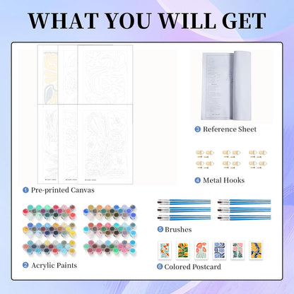 6 Pack Paint by Numbers Kit for Adults and Kids Beginner, Flower Adult Paint by Number Kits on Canvas, Easy Flowers DIY Acrylic Oil Painting by Numbers Kits Perfect for Home Wall Decor 8 x 12 Inch