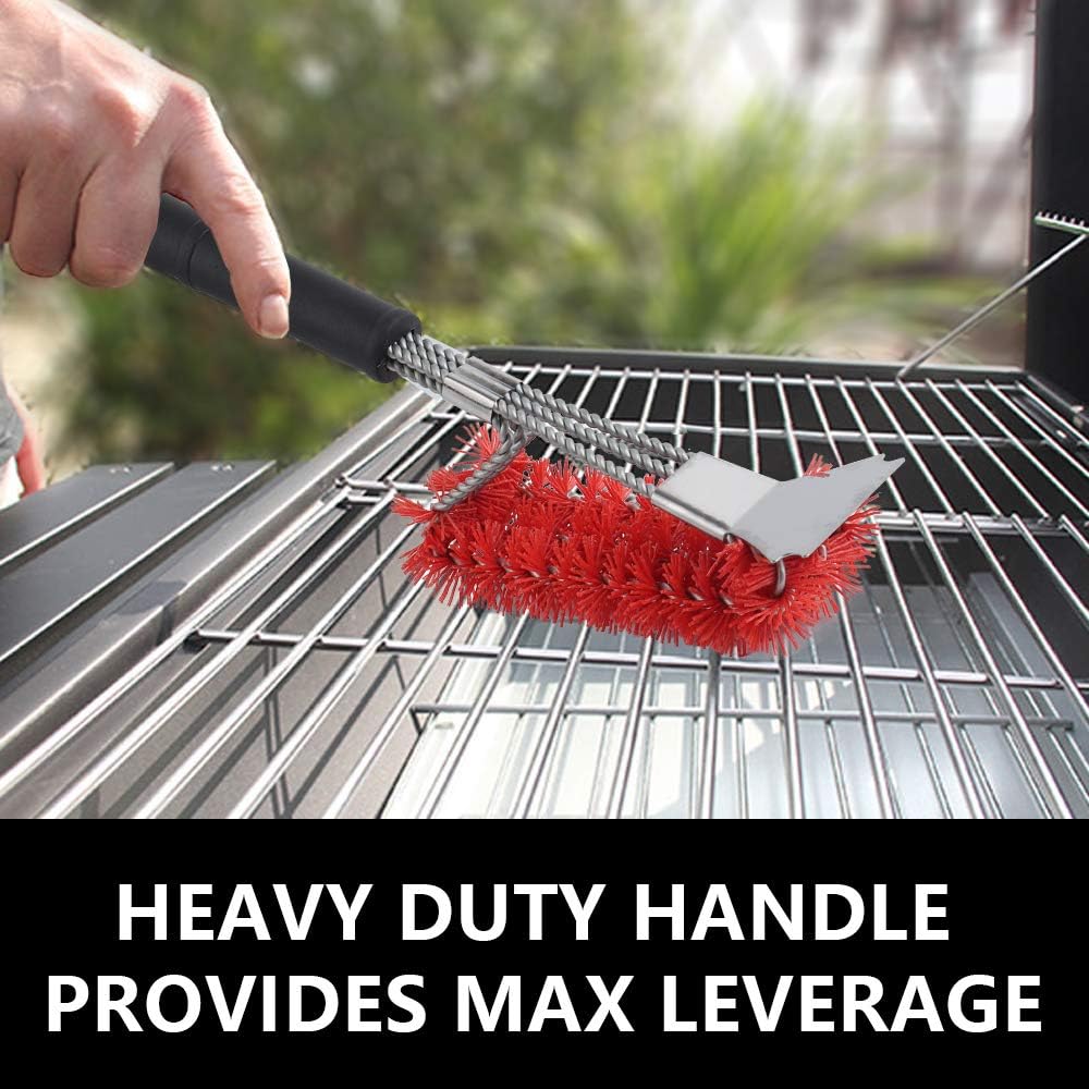 XSUPER 3 in 1 Nylon Grill Brush & Scraper, 18" Barbecue Cleaning Brush for Grill Cooking Grates