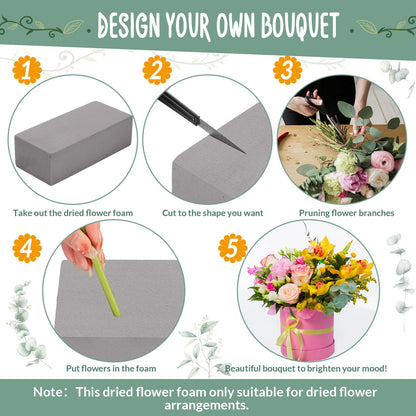Pangda 30 Pieces Flower Foam Bulk 7.87 x 3.54 x 2.36" Dry Floral Foam Blocks Florist Bricks for Artificial Flower Arrangements Wedding Birthdays Home Office Garden Decorations, Gray