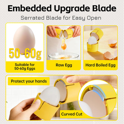Upgraded 2 in 1 Egg Shell Opener, Hard Boiled Egg Peeler Cracker with Piercer, Cute Egg Separator for Raw Eggs, Home Kitchen Gadgets Tool, 1 Pack
