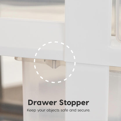 IRIS USA Plastic Drawer Storage Organizer Rolling Cart, with Wheels Casters, 6-Drawers, for Classroom Art Craft Supplies Dresser Closet Bathroom Laundry Room, White/Clear