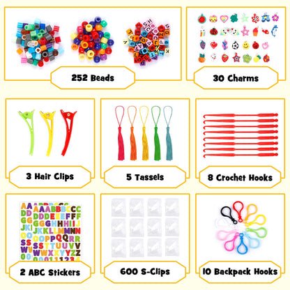 INSCRAFT Rubber Band Refill Kit: 18,950+ Rubber Bands in 37 Colors, S-Clips, Beads, Backpack Hooks, Tassels and More, DIY Friendship Bracelet Making Kits, Christmas Birthday Gift for Kids