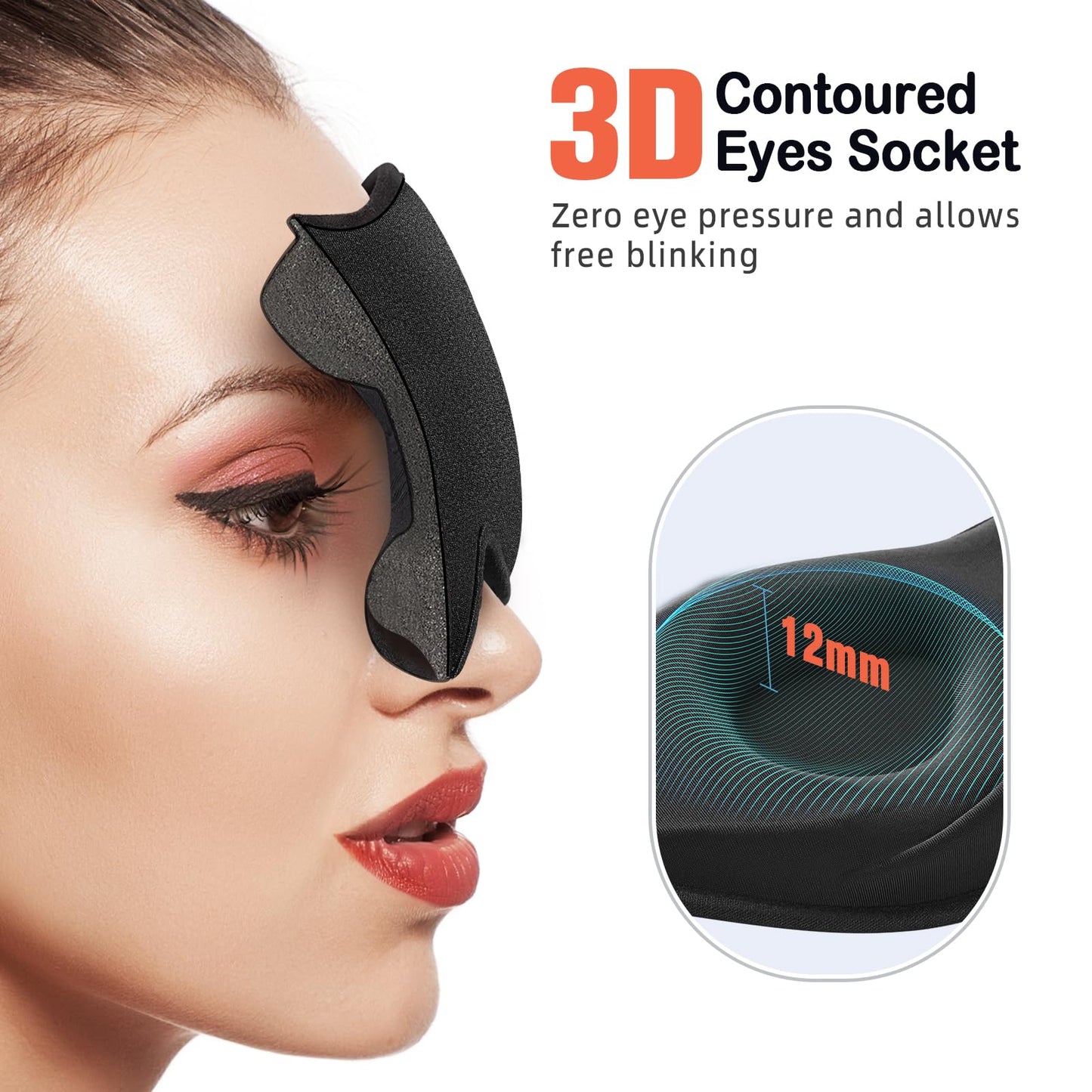LitBear Sleep Mask for Side Sleeper Women Men, Eye Mask for Sleeping Light Blocking, 3D Contoured Cup Sleeping Mask, Soft Breathable Sleep Eye Mask with Adjustable Elastic Strap for Travel