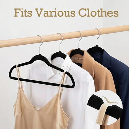 HOUSE DAY Black Velvet Hangers - 240 Pack Premium Non-Slip Felt Clothes Hangers | Heavy Duty, Space Saving