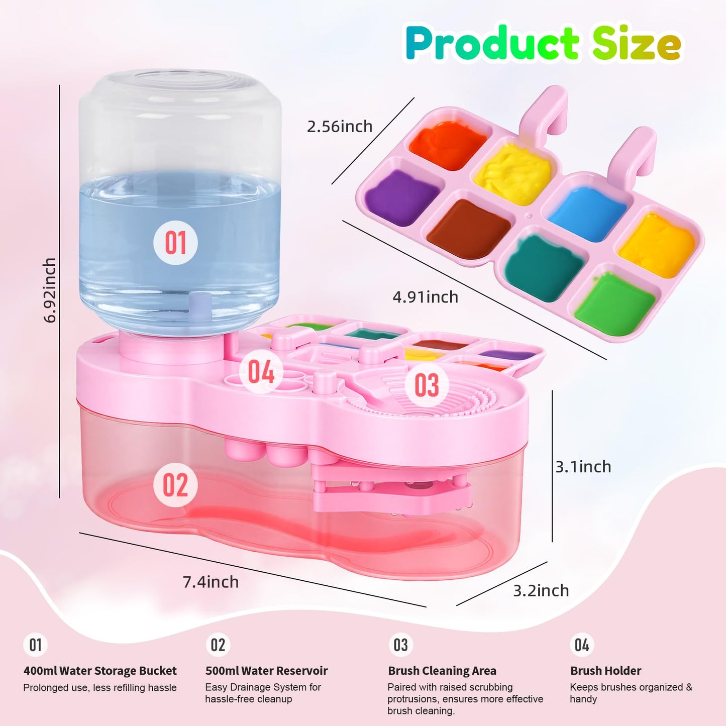 Paint Brush Cleaner Tool - Brush Washer Painting Station, Paintbrush Cleaners Water Dispenser Circulation, Art Acrylic Cleaning Watercolor Rinser for Kids Adult Artist
