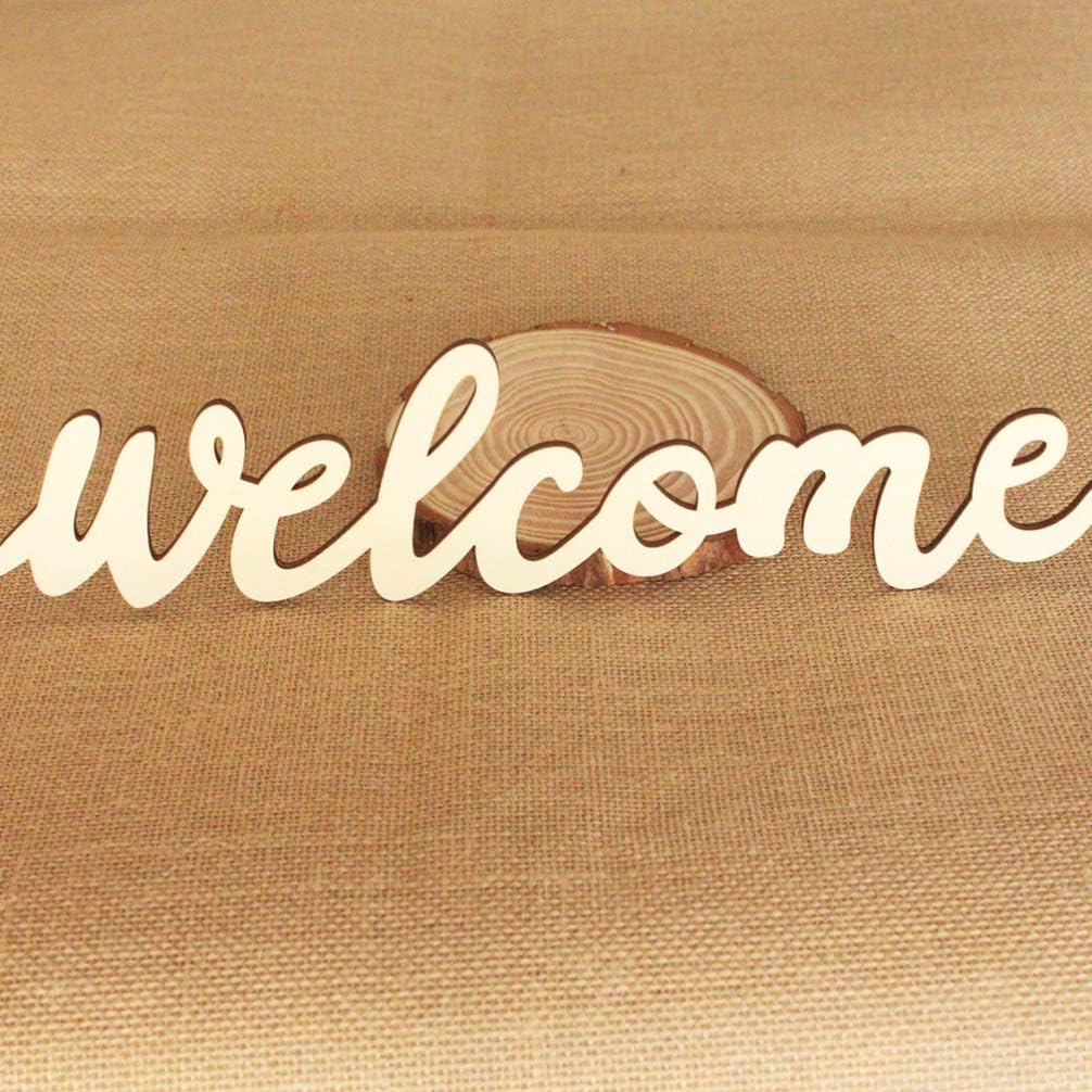 PRETYZOOM 10pcs Farmhouse Welcome Sign Cutout, Unfinished Letter Sign DIY Block Words for Home Wedding