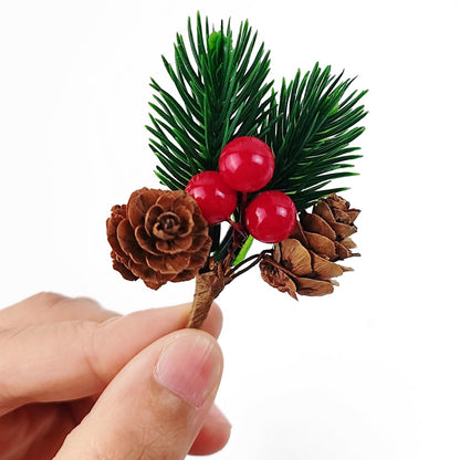 GXXMEI 30PCS Christmas Floral Picks, Pine Cone Holly Berry Stems for Crafts, Artificial Christmas Picks and Sprays, Red Berry Branches Greenery for Christmas Home Decor, Garland, Wreath