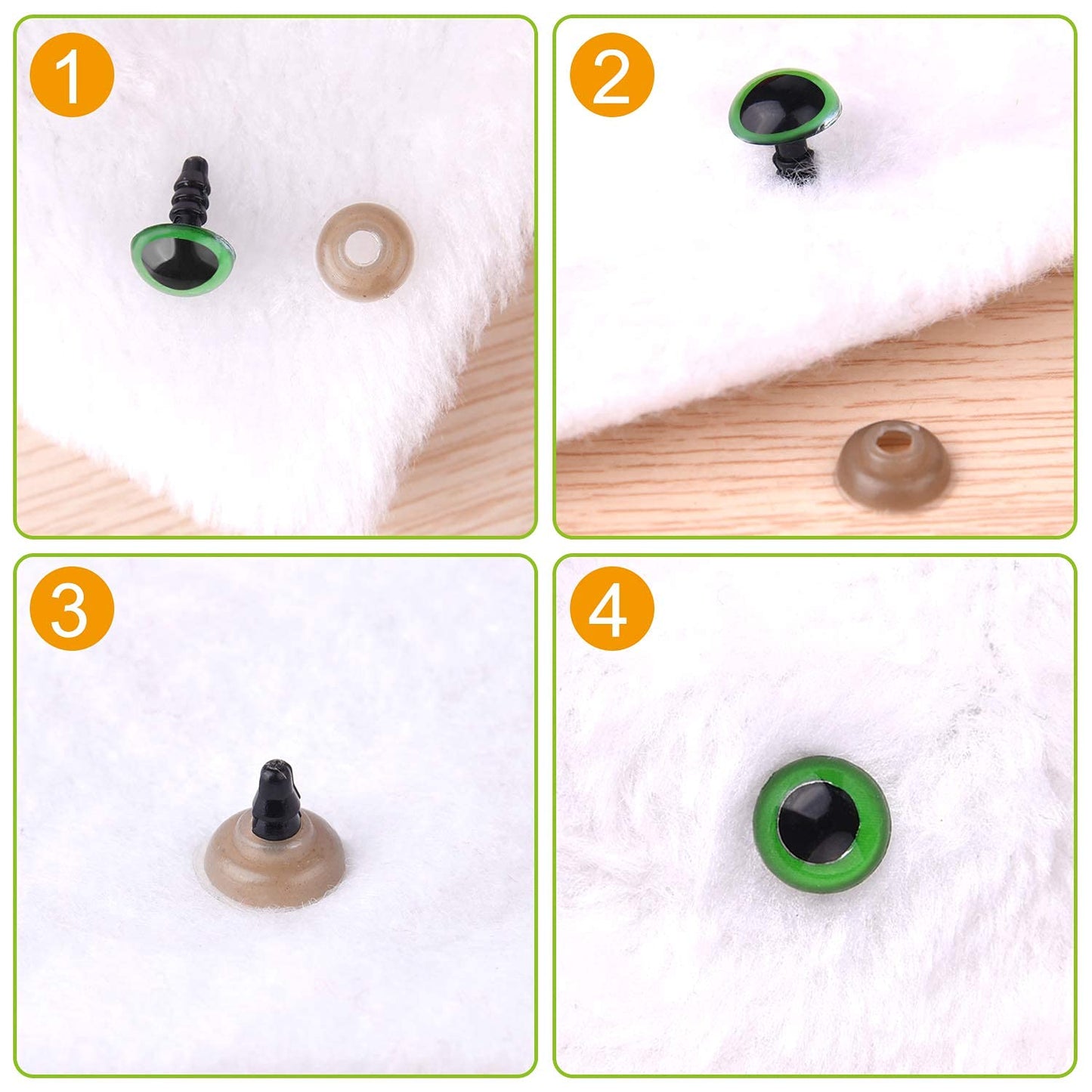 ASTARON 1028 Pcs Plastic Safety Eyes and Noses Kit with Washers for Doll Plush Animal Craft Making,Assorted Size