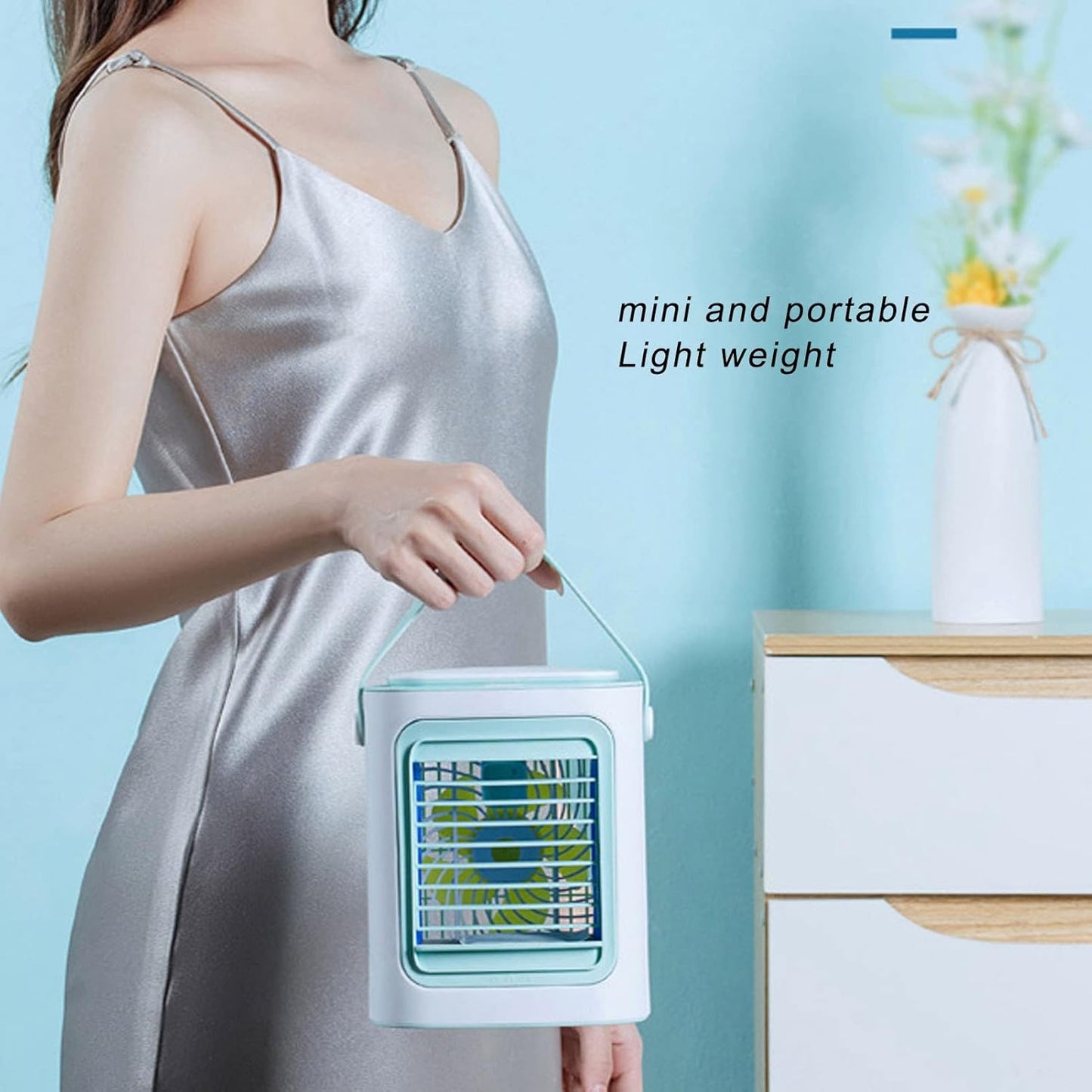 Mini Air Conditioner, Portable AC, Desktop USB Air Conditioning Fan with 3 Gear Speed Control
