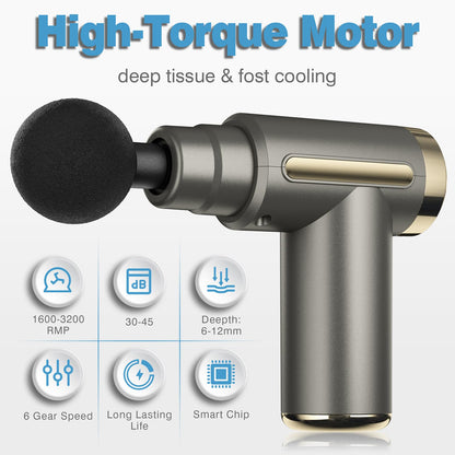 cotsoco Massage Gun Deep Tissue for Pain Relief with 4 Massage Heads & 6 Speeds, Electric Mini Handheld Body Massager for Any Pain Relief, Best Gifts for Dad and Mom