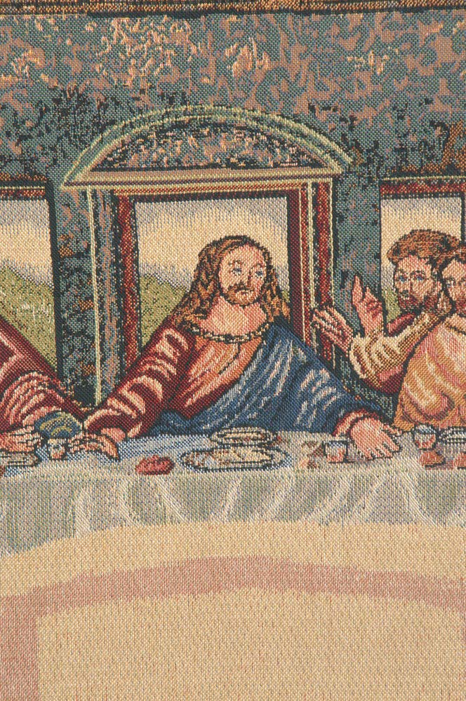 C Charlotte Home Furnishings Inc Last Supper II Belgian Tapestry Wall Hanging | Viscose Cotton and Polyester Blend Wall Art | 34 in. x 63 in | Home Decor Accents