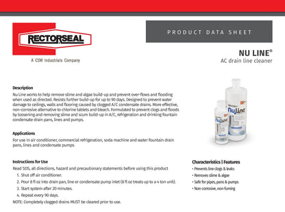 (4)-Pack NuLine HVAC Condensate Nu-Line Drain Cleaner, 8 Ounce