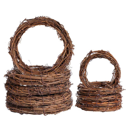 Grapevine Wreath Set, Marrywindix 10 Pieces 2 Sizes Natural Vine Branch Wreath Christmas DIY Rattan Wreath Garland for Christmas Holiday Craft Wedding Decor (4inch & 6inch)