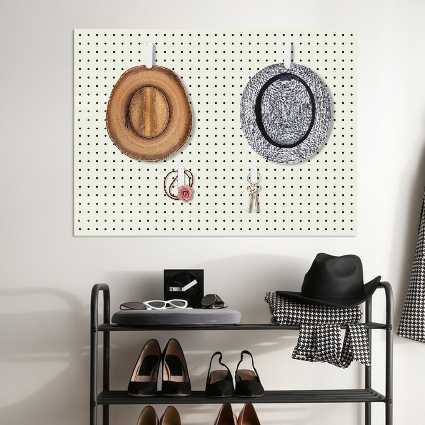 Tolare 12 Pcs White Pegboard Clips, Metal Pegboard Accessories White Hooks for Wall Organizer, Kitchen Bathroom Office Craft Room Storage Display, 3" x 0.78"