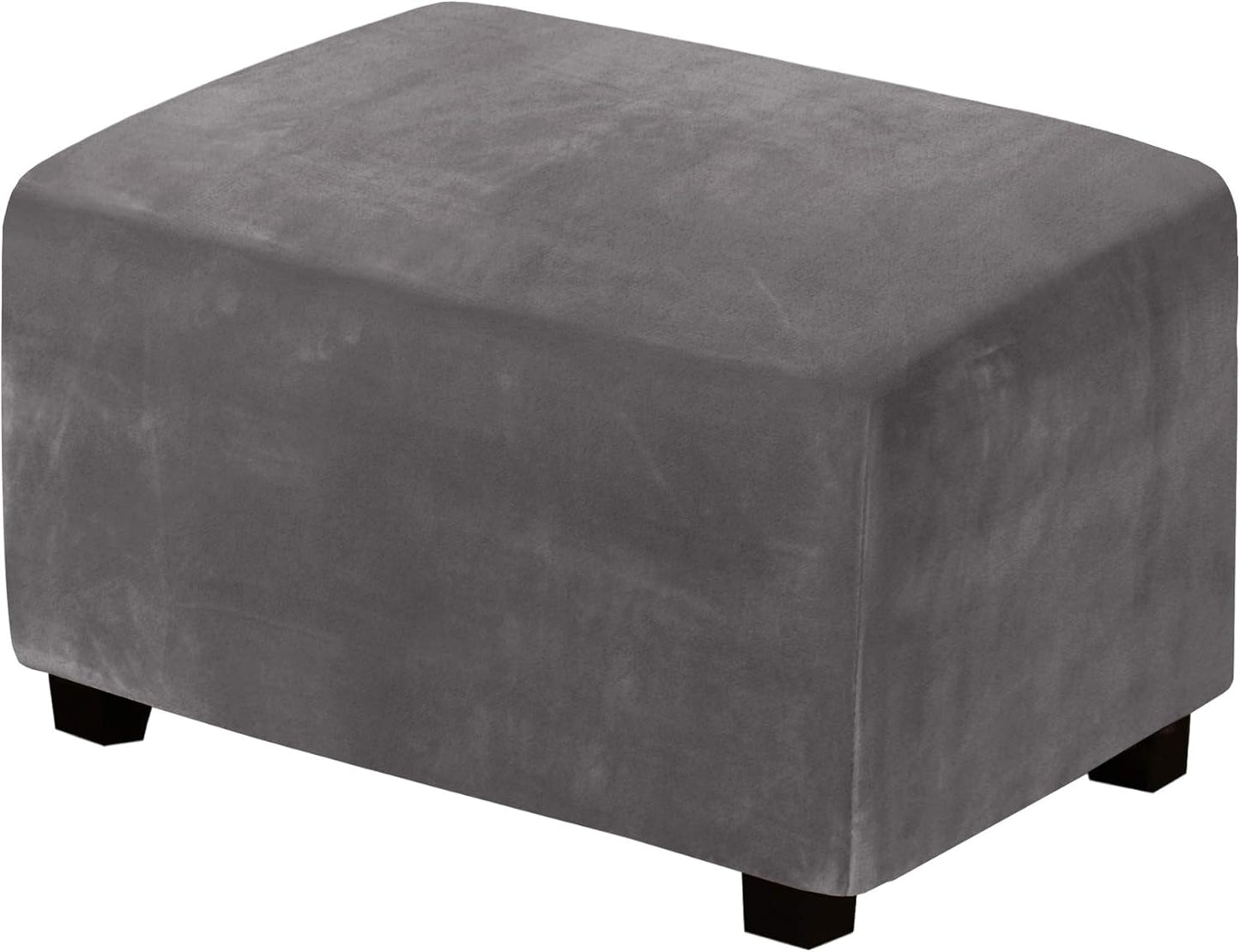1 H.VERSAILTEX Real Velvet Plush Piece Form Fit Stretch Rectangle Folding Storage Covers Ottoman Slipcovers Removable