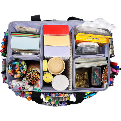 FORTEVIS Multi-Functional Tote Craft Bag Desktop File Folder Carrying Bag With Pockets For Art,Craft,Sewing, Travel, Daily Use,Office (Cat)