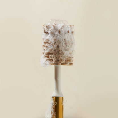 Curio Home Goods Ionic Bottle Brush, Magnetized to Stand Upright, Stainless Steel with Replaceable Head, Brass/Gold