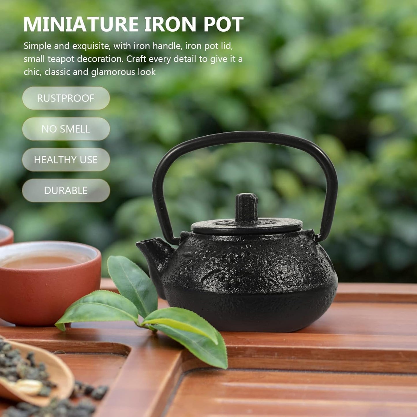 Luxshiny Cast Iron Teapot - Mini Iron Teapot, Chinese Kung Fu Teapot for Office, Home, Tea House, Stove Kettle, Chinese