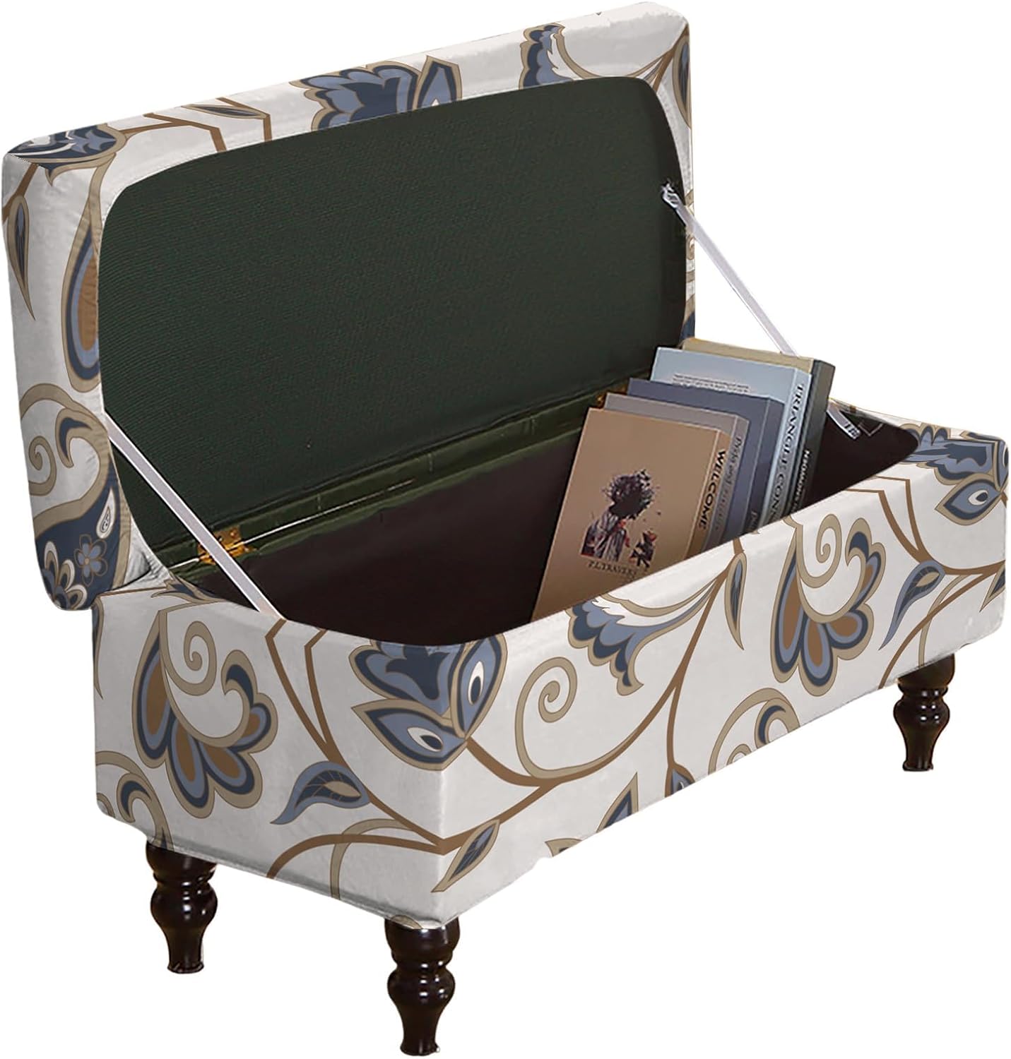 21) Eco-Ancheng Storage Ottoman Cover Rectangle Ottoman Slipcover Folding Storage Bench Cover Footrest Stool Slipcover
