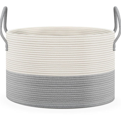 noonkty Blanket Basket Living Room - Toy Storage Basket, 21.7" X 21.7" X 13.8" XXL Cotton Rope Woven Laundry Baskets with Handles, Large Baskets for Storage Nursery Hamper