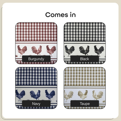 Light Filtering Printed Tier & Valance Window Curtain Set - 58 Inch Length, 24 Inch Width - Barnyard (Black), Machine