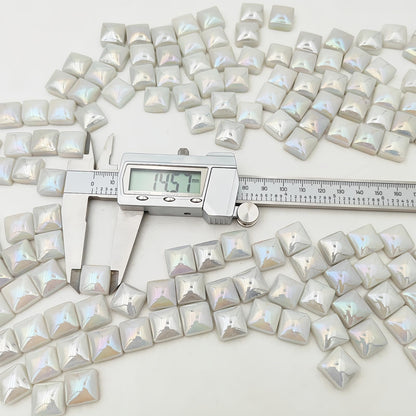 1.1lb Crystal Glass Mosaic Tiles for Crafts, 0.6"x 0.6" Square Mosaic Glass Pieces for Artwork,Garden Kit Decor (Plated White)