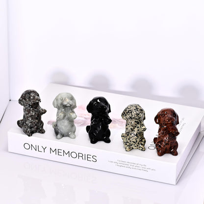 DZJXBZhu Natural Crystal Obsidian Dog Sculpture 2.36” Carefully Carved Guardian Gemstone Pocket Statue Pet Memorial Decorative Ornament Gift for Dog Lovers